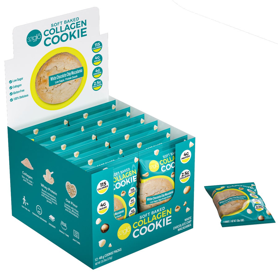 321 GLO Collagen Cookies Healthy Snacks 321 GLO Size: 12 Pack Flavor: White Chocolate Macadamia Nut