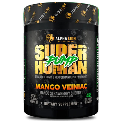 Alpha Lion Superhuman Pump Pre-Workout Alpha Lion Size: 42 Servings Flavor: Mango Veiniac Mango Strawberry Sherbet