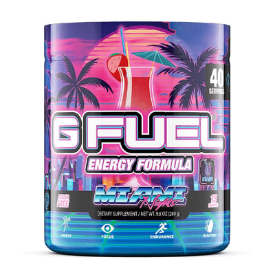 G FUEL Energy Formula Pre-Workout G Fuel Size: 40 Servings Flavor: MIAMI NIGHTS (Strawberry Piña Colada)