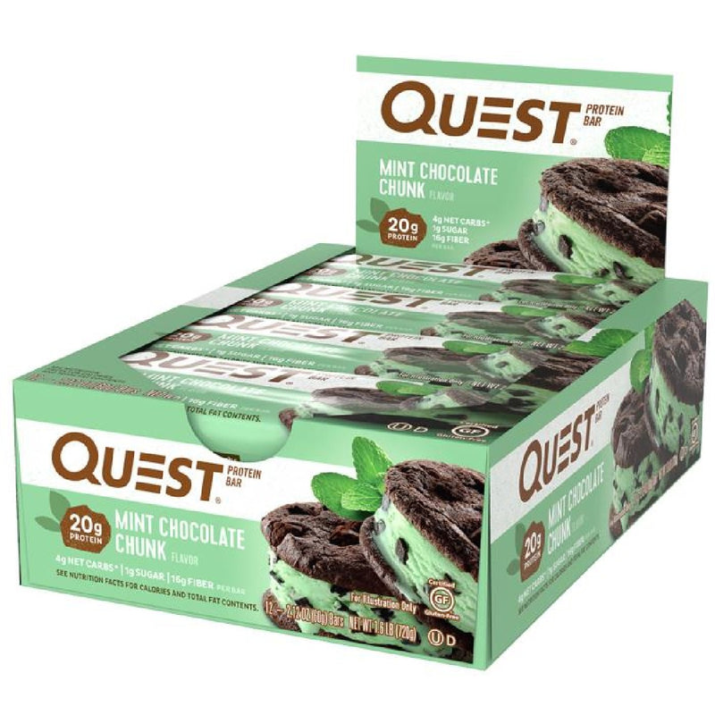 Quest Protein Bars Healthy Snacks Quest Nutrition Size: 12 Bars Flavor: Mint Chocolate Chunk