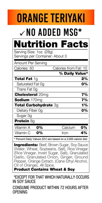 #nutrition facts_2.75 OZ / Orange Teriyaki Beef Jerky