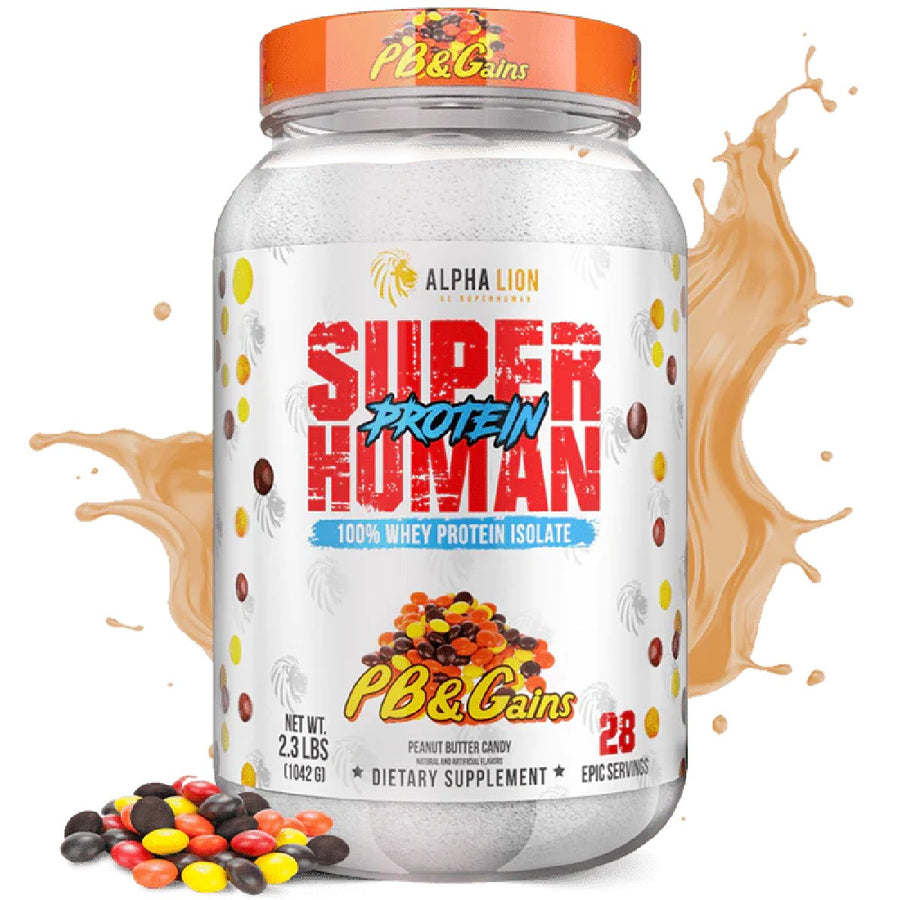 Alpha Lion Superhuman Protein Protein Alpha Lion Size: 2 Lbs. Flavor: Peanut Butter & Gains Peanut Butter Candy