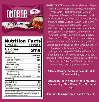 #nutrition facts_12 Bars / Milk Chocolate PB&J