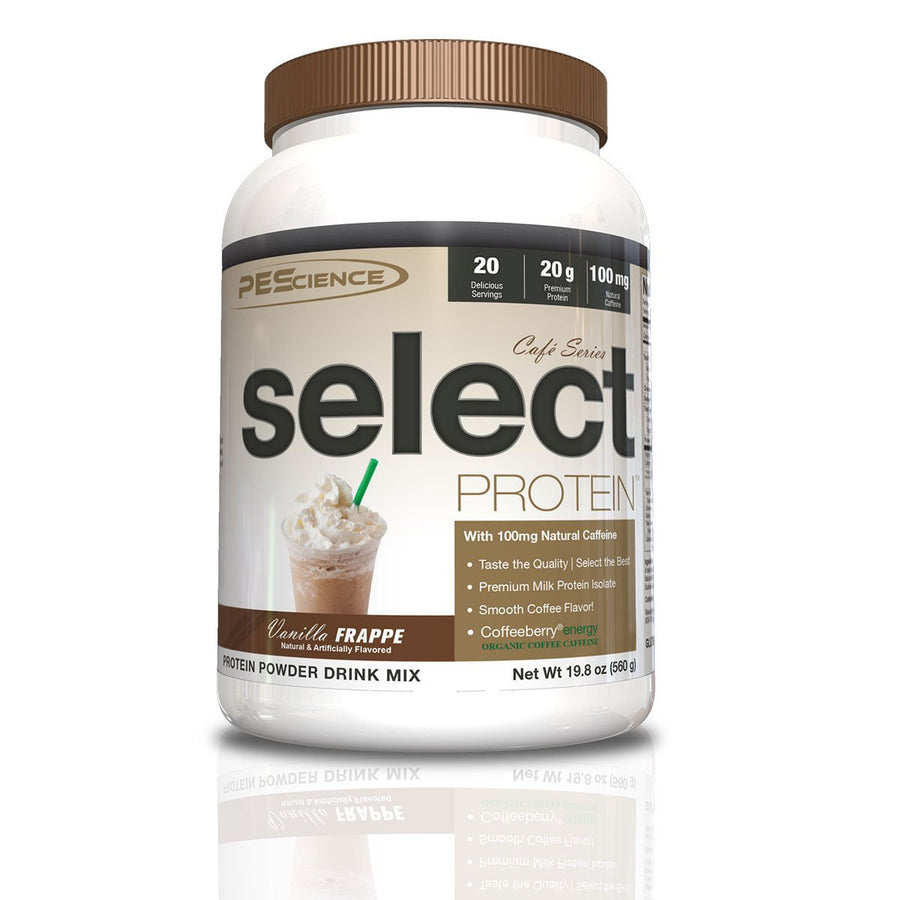 PES Select Protein Cafe Series Protein PEScience Size: 20 Servings Flavor: Caramel Macchiato, Iced Mocha