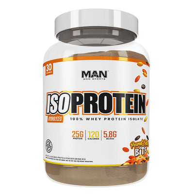 Iso Protein Protein MAN Size: 30 Servings Flavor: Chocolate Milk, Vanilla Ice Cream, Peanut Butter Bits