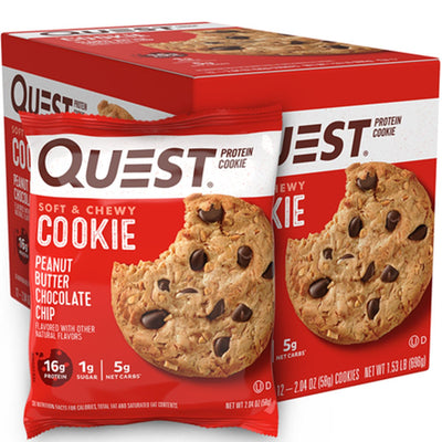 Quest Protein Cookie Healthy Snacks Quest Nutrition Size: 12 Cookies Flavor: Peanut Butter Chocolate Chip