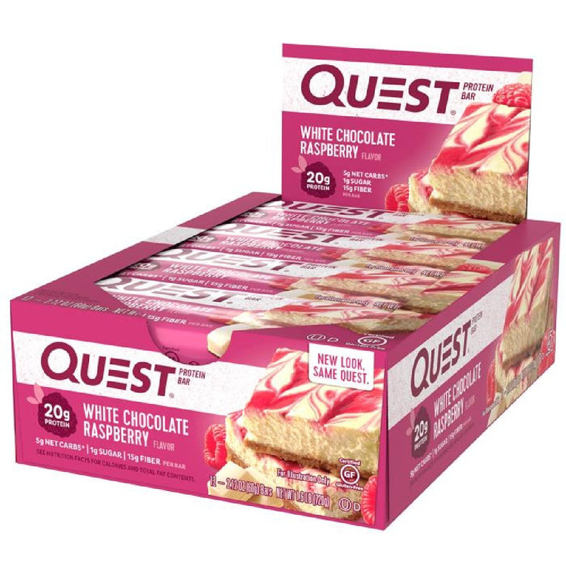 Quest Protein Bars Healthy Snacks Quest Nutrition Size: 12 Bars Flavor: White Chocolate Raspberry