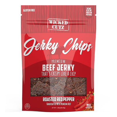 Wicked Cutz Jerky Chips Healthy Snacks Wicked Cutz Size: 1 Bag Flavor: Roasted Red Pepper
