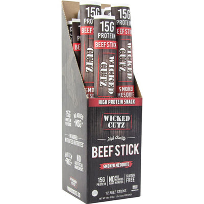 Wicked Cutz Beef Sticks Protein Food Wicked Cutz Size: 12 Pack Flavor: Smoked Mesquite Beef Stick