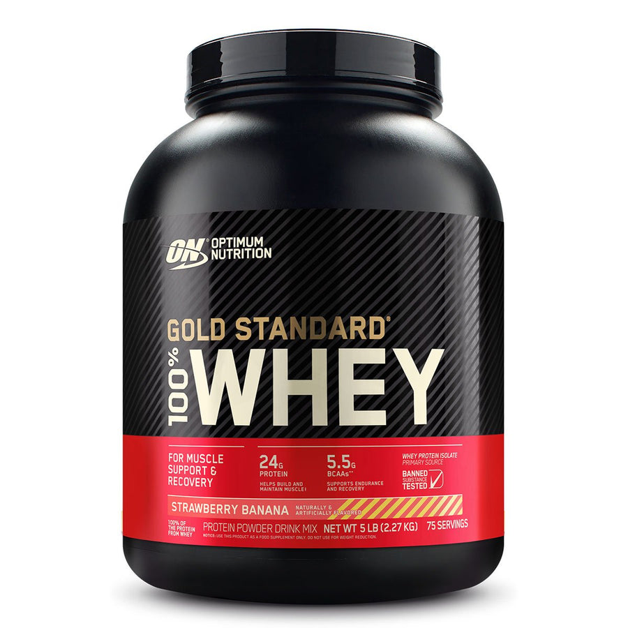 Gold Standard 100% Whey Protein Optimum Nutrition Size: 5 Lbs Flavor: Strawberry Banana