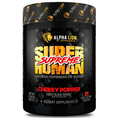 Alpha Lion Superhuman Supreme Pre-Workout Alpha Lion Size: 21 Servings Flavor: Cherry Popper (Sweet Black Cherry)