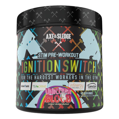 Ignition Switch Pre Workout Pre-Workout Axe & Sledge Size: 40 Servings Flavor: Unicorn Blood