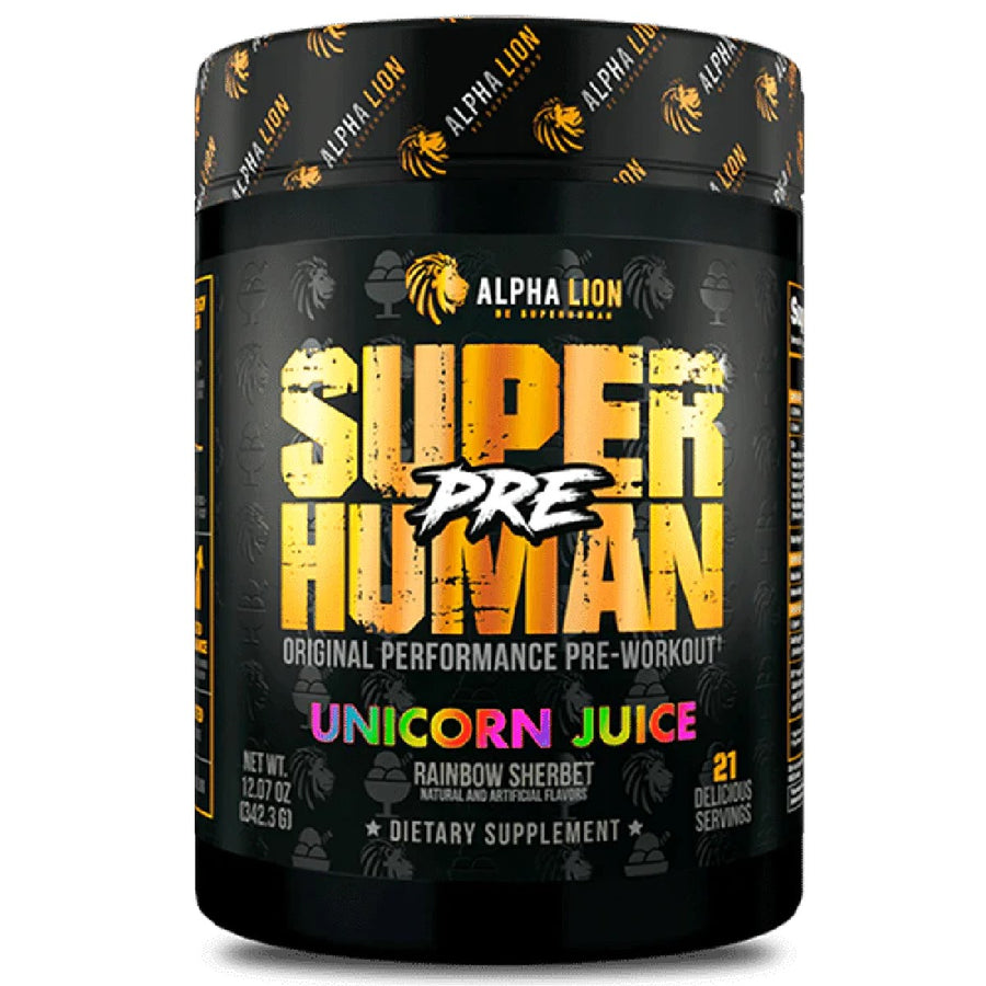 Alpha Lion Super Human Pre-Workout Pre-Workout Alpha Lion Size: 21 Servings Flavor: Unicorn Juice (Rainbow Sherbet)