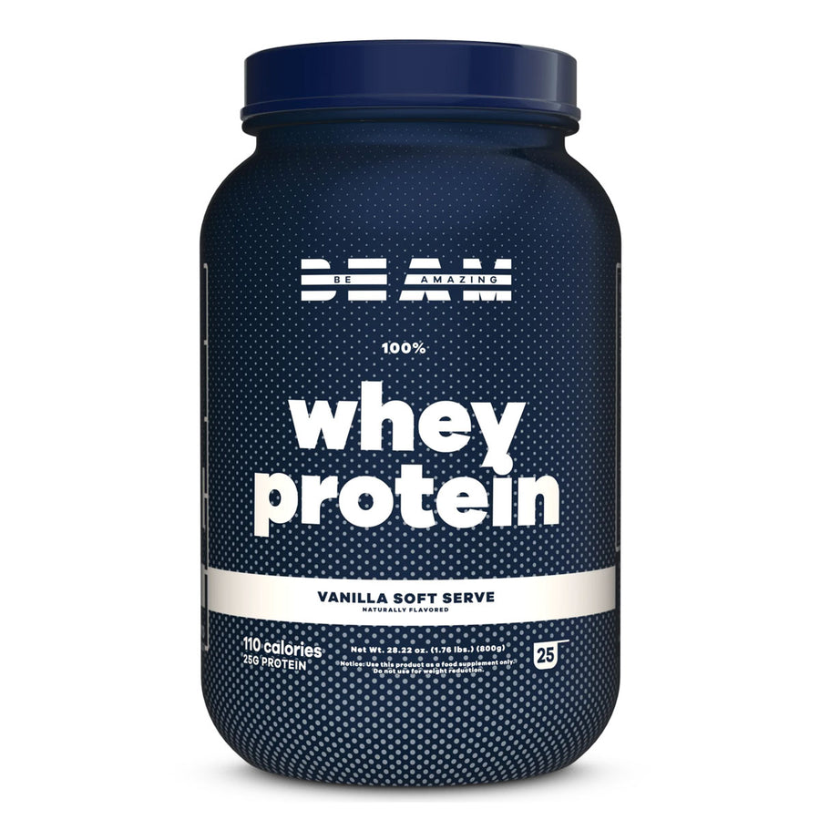 BEAM whey protein isolate Protein BEAM: Be Amazing Size: 2 Lbs. Flavor: Vanilla Soft Serve