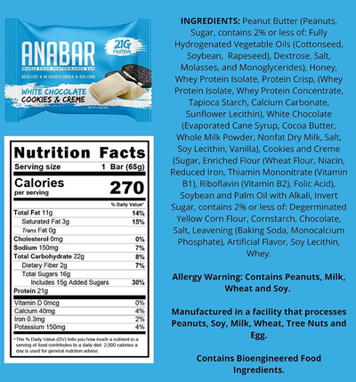 Anabar Healthy Snacks Final Boss Size: 12 Bars Flavor: Frosted Strawberry Cupcake, White Chocolate Cookies and Cream, White Chocolate Fruity Cereal Crunch, Milk Chocolate Campfire S'mores, Milk Chocolate Monster Cookie Crunch, Milk Chocolate PB&J, White C