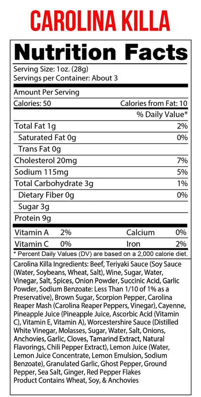 #nutrition facts_2.75 OZ / Carolina Killa Beef Jerky