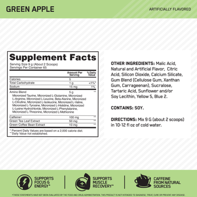 #nutrition facts_65 Servings / Green Apple