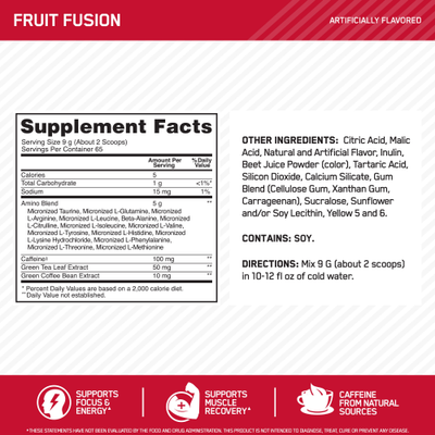 #nutrition facts_65 Servings / Fruit Fusion