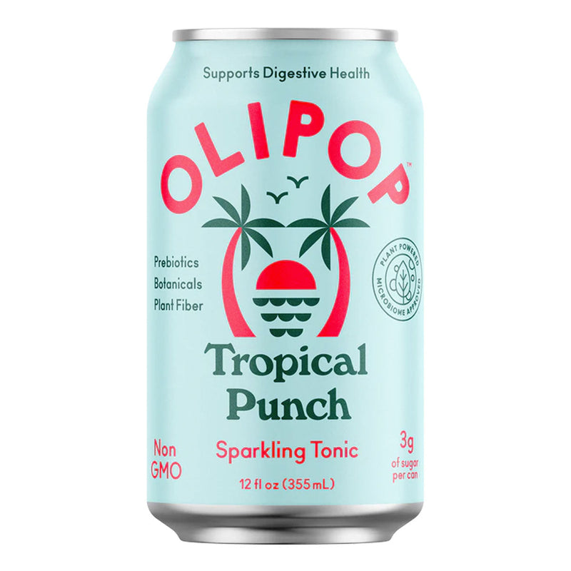 Olipop Prebiotic Healthy Soda RTD Olipop Size: 12 Cans Flavor: Tropical Punch, Cherry Cola, Cream Soda, Classic Grape, Strawberry Vanilla, Classic Root Beer