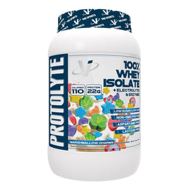 Protolyte 100% Whey Isolate Protein VMI Sports Size: 1.6 Lbs., 5 Lbs. Flavor: Chocolate Peanut Butter, Chocolate Fudge Cookie, Vanilla Peanut Butter, Vanilla Cake Batter, Milk & Cookies, Peanut Butter Cookies and Cream, Marshmallow Charms (NEW)