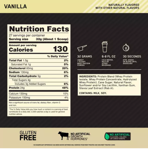Gold Standard 100% Natural Whey Protein Optimum Nutrition Size: 1.9 lb, 4.8 lb Flavor: Chocolate, Vanilla