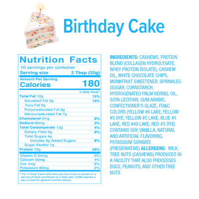 #nutrition facts_1 Jar / Birthday Cake